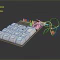 Electronic Device Keyboard With White Keys Green Circuit Board And Copper Coils 3d model