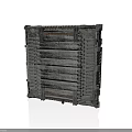 Vintage Industrial Metal Equipment Featuring Square Reinforced Frame And Striped Surface Design