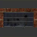 Brick Built BBQ Grill With Metal Grate And Black Countertop Structure