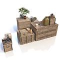 Rustic Wooden Crates Display Potted Plant Watering Can Soap Household Items