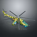 Highly Detailed Military Helicopter Model With Camouflage Paint Rotors And Cockpit Design