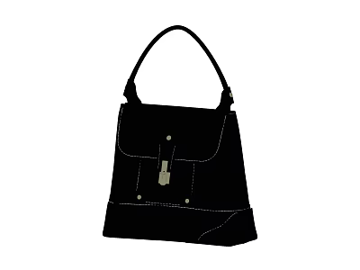 Stylish Black Leather Handbag With Top Handle Flap Closure And Metal Clasp 3d model