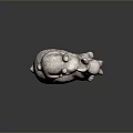 Two Cute Rabbits Sculpture in Circular Hugging Pose with Smooth Textured Design 3d model