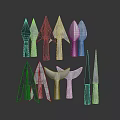 Handcrafted Metal Ancient Weapons Featuring Arrowheads Blades And Spear Tips 3d model