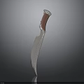Handcrafted Decorative Knife With Textured Metal Blade And Brown Handle Design