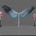 Pink And Blue Wings Photo Check-in Spot With Check-in Signs And Signposts
