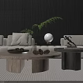 Modern Living Room With Round Marble Coffee Table White Sofa Lamp And Green Plant Decor