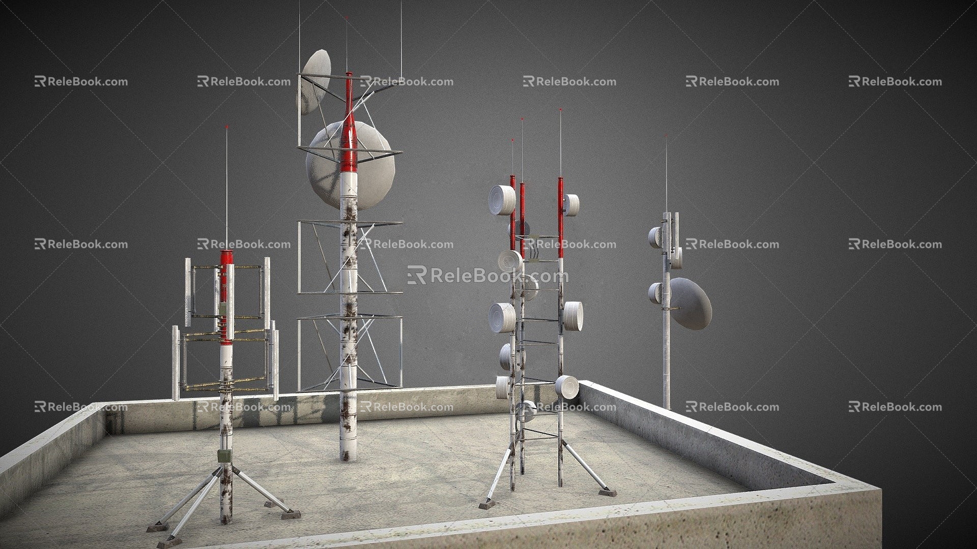 Signal Tower Antenna Base Station Communication Tower Communication Facilities Satellite Antenna Communication Base Station 3d model