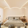 Soft Toned Modern Bedroom Interior With Neutral Bedside Tables And Hanging Pendant Lights