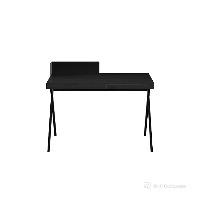 Black Dressing Table With Small Upper Structure And Slim Legs Design 3d model