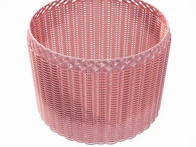 Elegant Pink Woven Storage Basket With Textured Design For Home Organization 3d model