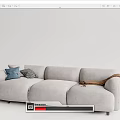 Modern three-seat sofa fabric multi-person sofa 3d model