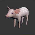 Pink Pig With Big Ears Blue Eyes Standing On Black Background With Reflection 3d model