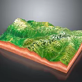 Detailed Mountainous Terrain Model With Green Vegetation And Layered Structure