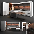 Modern Kitchen Interior With Wooden Cabinets Marble Countertop Backsplash And Island Lighting