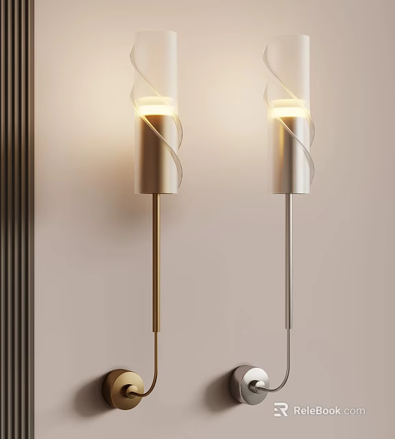 Modern Wall Lamp With Curved Metal Frame And Soft Warm Illumination For Interior Decor 3d model 