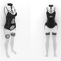 Sexy Black Strappy Bodysuit With Cutout Details And Lace Stockings For Intimate Wear