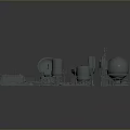 Industrial Landscape 3D Models With Tanks Pipes Ladders And Platforms On Gray Background