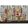 Rustic Garden Decor With Hanging Red Chili Peppers Corn Bamboo Baskets And Fu Feng Characters