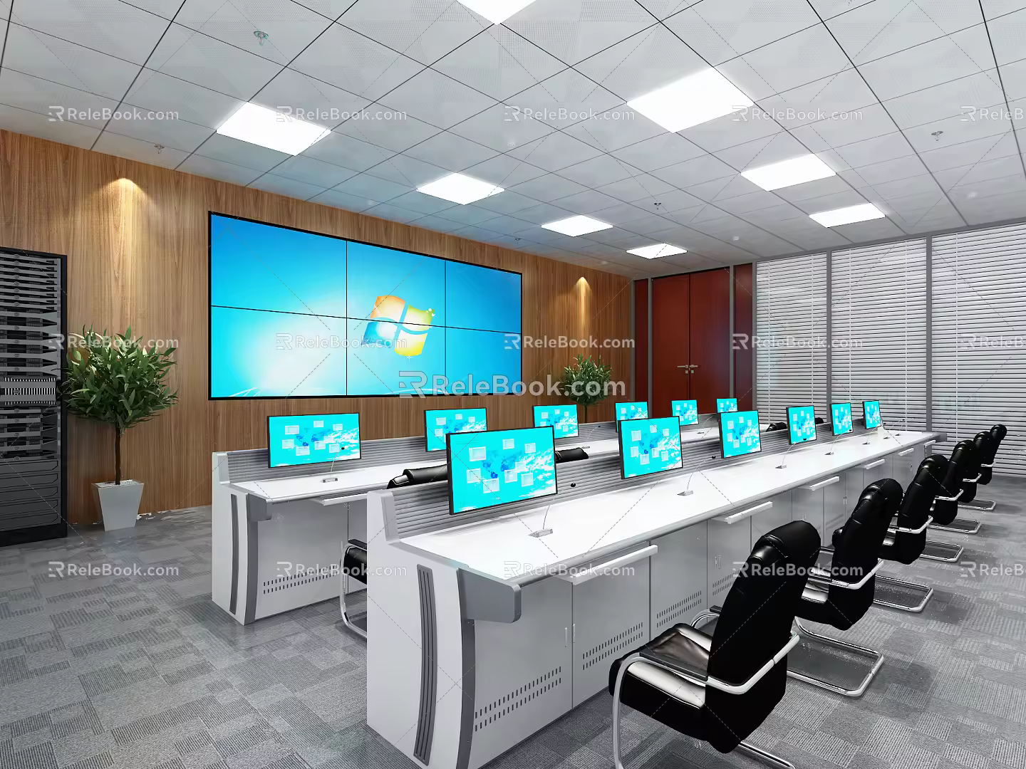 modern monitoring room 3d model