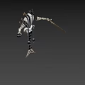 Game Movie Character 3D Model With White Black Gold Armor Long Sword And Crown Headpiece