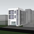 Modern Detached House With White Exterior Large Windows And Lush Greenery