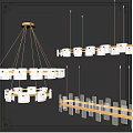 Modern Glass Chandelier With Gold Metal Frame For Contemporary Interior Design
