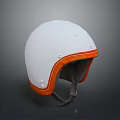 Weapon Helmet With White Body Orange Edge Stitching And Metal Rivets
