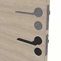 Modern Silver And Black Door Handles With Lock On Wooden Door Surface