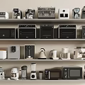 Wide Range of Household Appliances Arranged on Shelves for Daily Use