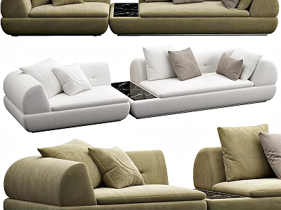 Modern Green And White Sofa Designs With Soft Plush Pillows And Comfortable Seats 3d model