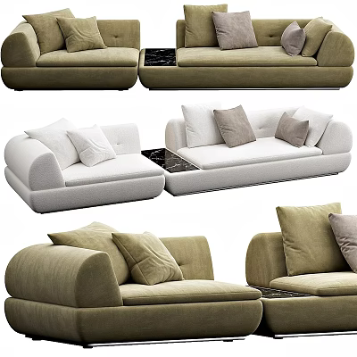 Modern Green And White Sofa Designs With Soft Plush Pillows And Comfortable Seats 3d model