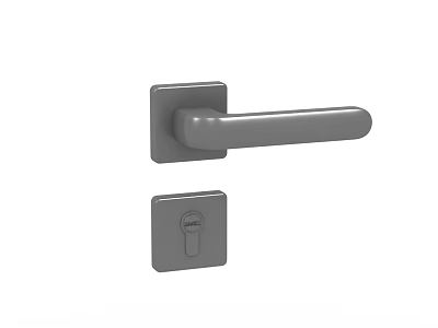 Modern Gray Interior Door Handle With Sleek Rectangular Lock Plate Design 3d model