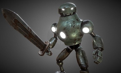 Robot with a sword. 3d model