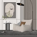 Modern Single Sofa Lazy Sofa Wall Decorated Floor Lamp 3d model
