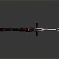 Modern Sniper Rifle Featuring Black Red White Color Scheme Scope And Tripod Stand