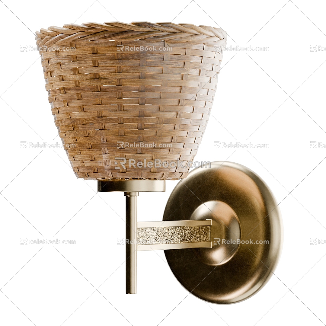 National style metal rattan wall lamp model