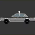 Classic Silver Police Car With Roof Lights Front Badge And Side Stripes