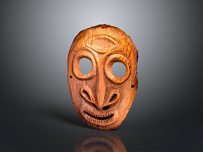 Elegant Hand Carved Wooden Mask With Traditional Design For Home Decor 3d model
