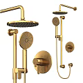 Gold Shower System With Rainfall Head Handheld Sprayer And Control Knob 3d model