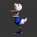 Cartoon Game Movie Character In Blue Outfit With White Head And Yellow Webbed Feet