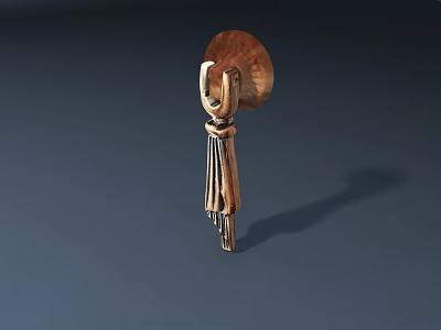 Modern Metal Sculpture With Top Disc Ring And Vertical Tassel Ornament Design 3d model