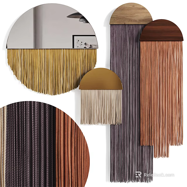 Modern Fringe Wall Decor With Circular Design And Various Color Options 3d model 