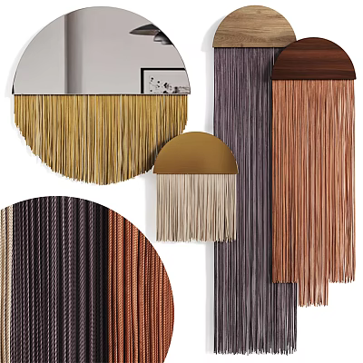 Modern Fringe Wall Decor With Circular Design And Various Color Options 3d model