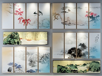 New Chinese Landscape Painting Decorative Wall Chart 3d model