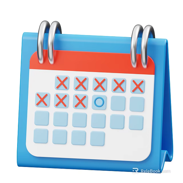 Decorative Ornament Set With Calendar Design Blue Red White Desktop Decor Cross Circle Marks 3d model 