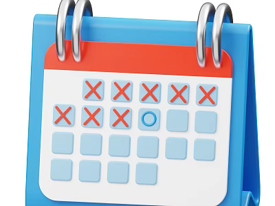 Decorative Ornament Set With Calendar Design Blue Red White Desktop Decor Cross Circle Marks 3d model