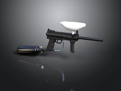 Modern Tactical Gun With Black Body White Component And Gas Cylinder 3d model