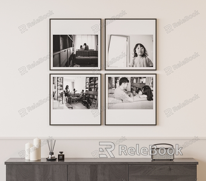 Decorative painting black and white photo combination model