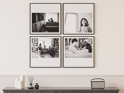 Decorative painting black and white photo combination model